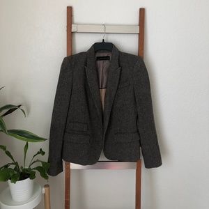 Zara Brown Tweed Blazer with Elbow Patches